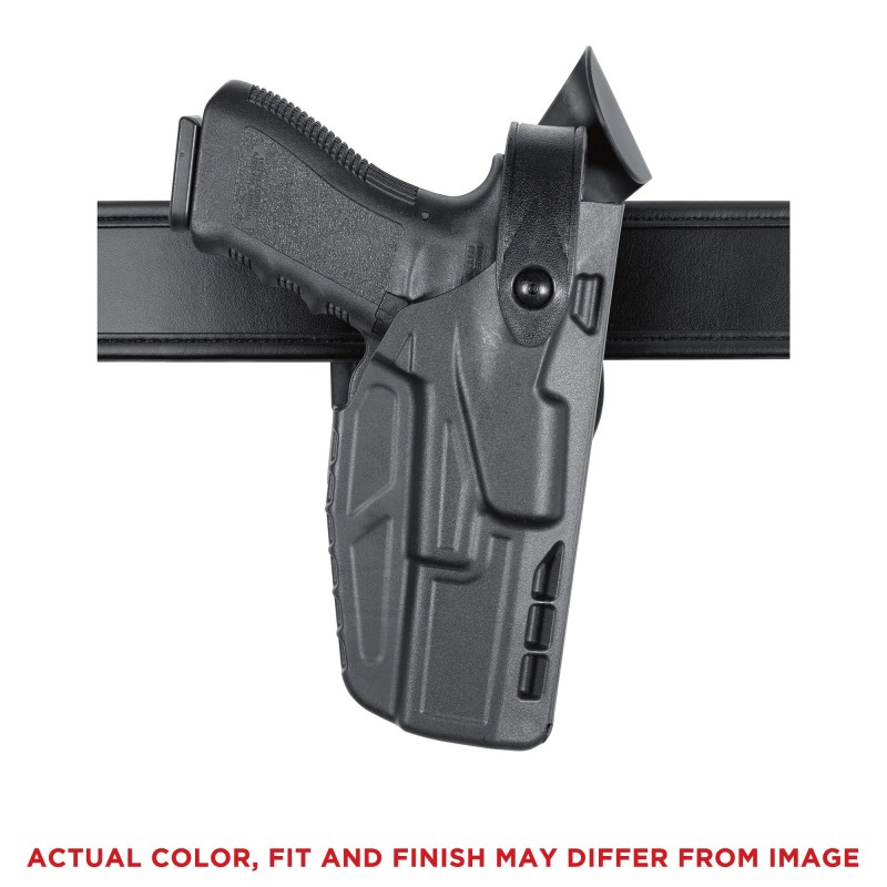 Safariland Model 7360 7TS ALS/SLS Mid-Ride, Level III Retention Duty Holster, Fits Glock 17/22, Right Hand, Plain Black Finish