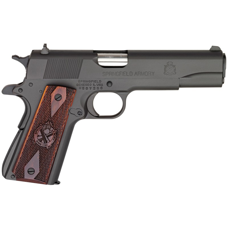 Springfield Mil-Spec, 1911, Full Size, 45ACP, 5" Match Grade Barrel, Steel Frame, Parkerized Finish, Cocobolo Grips, 3 Dot Comb