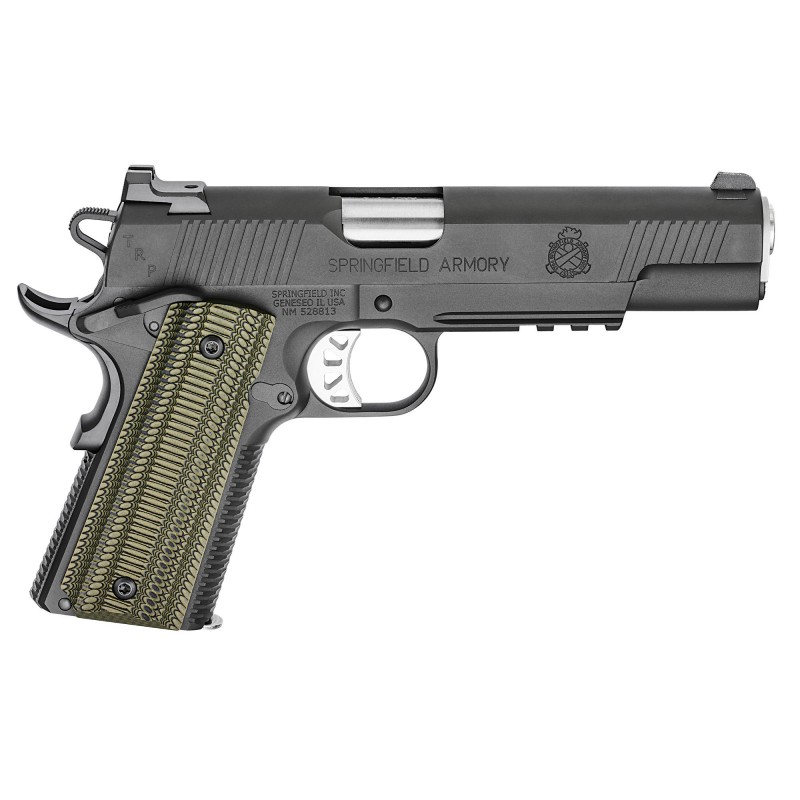 Springfield Tactical Response Pistol, 1911, Full Size pistol, 10 MM, 5" Match Grade Barrel, Black Finish, G10 Grips, 2-8Rd Mags