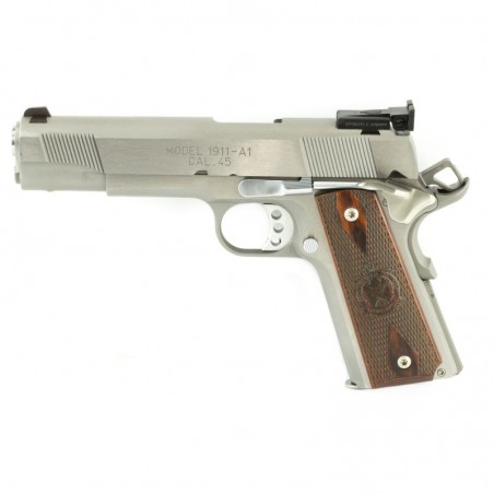 Springfield Target, 1911, Full Size Pistol, Semi-automatic, 45ACP, 5" Barrel, Stainless Steel Finish, Wood Grips, 7Rd, Adjustab