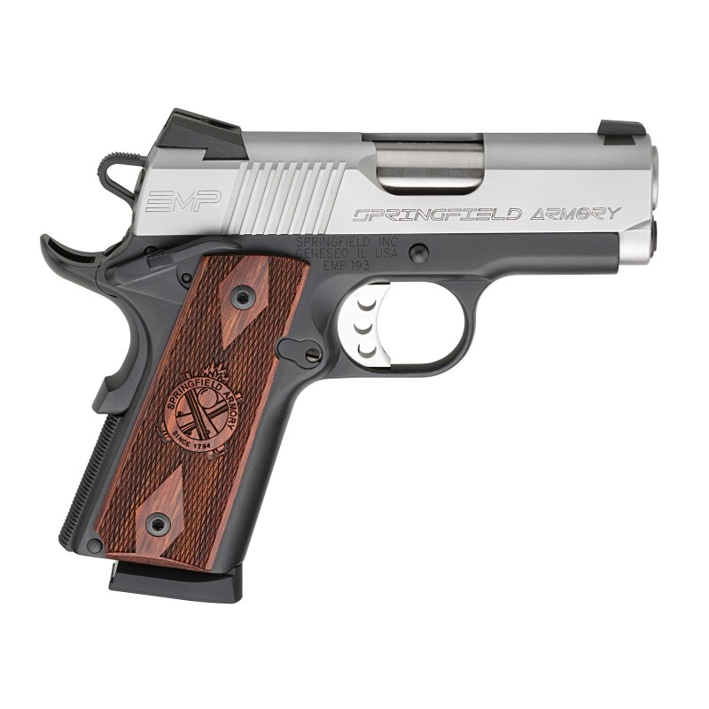 Springfield EMP, 1911 Micro Compact, 9MM, 3" Match Grade Barrel, Alloy Frame, Bi-Tone Finish, Cocobolo Grips, Tritium Night Sig