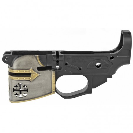 Spike's Tactical Rare Breed Crusader with Painted Helmet, Semi-automatic, Stripped Lower, 223 Rem/556NATO, Crusader Distressed