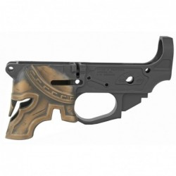 View 1 - Spike's Tactical Spartan, Semi-automatic, Stripped Lower, 223 Rem/556NATO, Black Finish with Bronze Helmet, CNC Machined from a