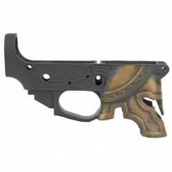 View 2 - Spike's Tactical Spartan, Semi-automatic, Stripped Lower, 223 Rem/556NATO, Black Finish with Bronze Helmet, CNC Machined from a