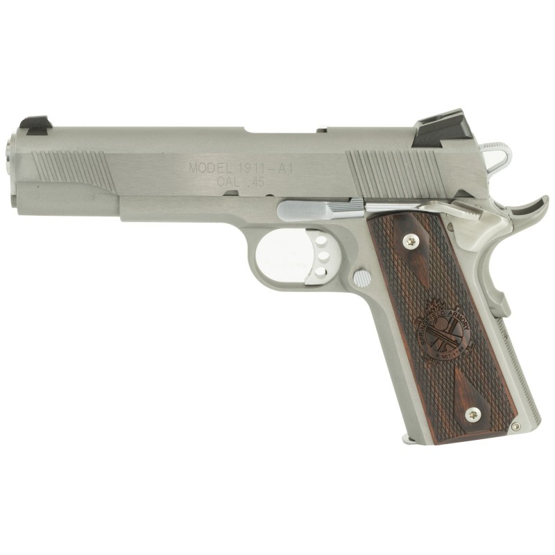 Springfield 1911 Loaded, 45ACP, 5" Stainless Match Grade Barrel, Forged Stainless Steel Slide and Frame, Cocobolo Grips, 3-Dot