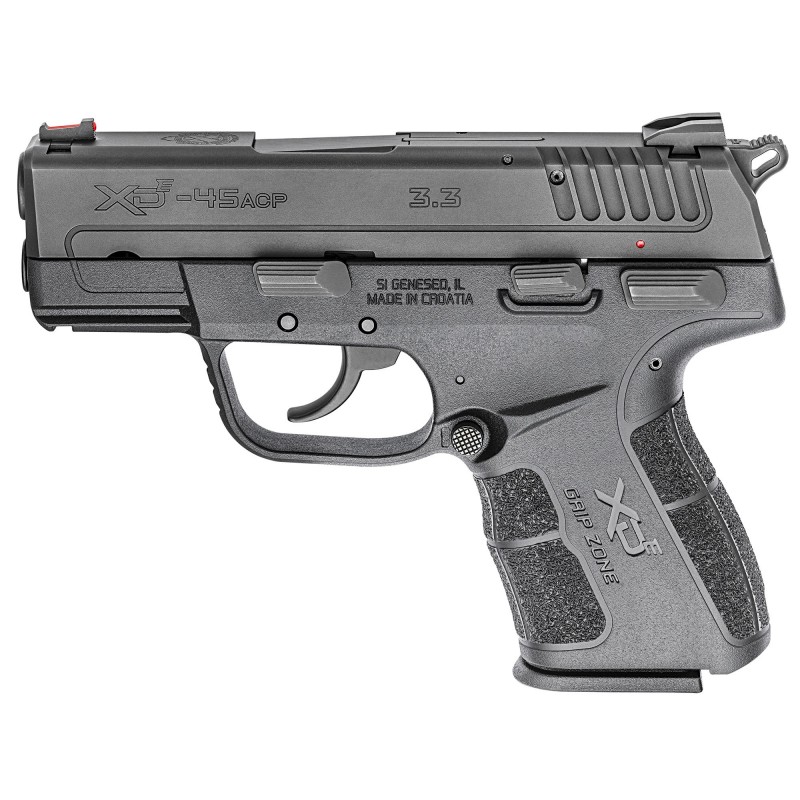 Springfield XDE, Semi-automatic, DA/SA, Compact, 45 ACP, 3.3" Barrel, Polymer Frame, Black Finish, 1-6Rd & 1-7Rd Magazine, Ambi