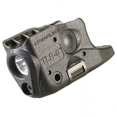 Streamlight TLR-6, Tac Light w/laser, For Glock 26/27, White LED and Red Laser, Includes 2 CR 1/3N Lithium Batteries, Black Fin