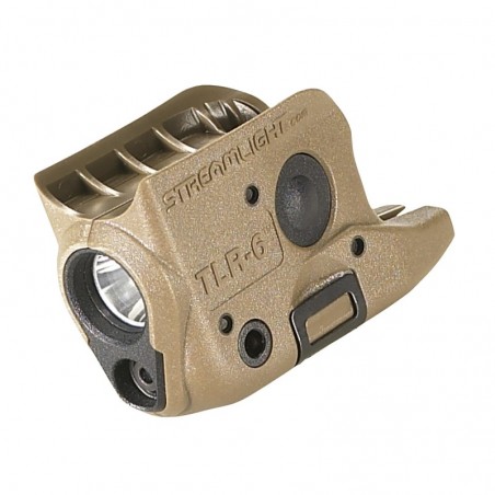 Streamlight TLR-6, Tac Light w/laser, For Glock 42 & 43, Flat Dark Earth, C4 LED 100 Lumens, Red Laser, Two 3V CR-1/3 N Lithium