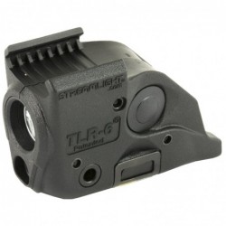Streamlight TLR-6, Tac Light w/laser, S&W M&P With Rail, White LED and Red Laser, Includes 2 CR 1/3N Lithium Batteries, Black 6