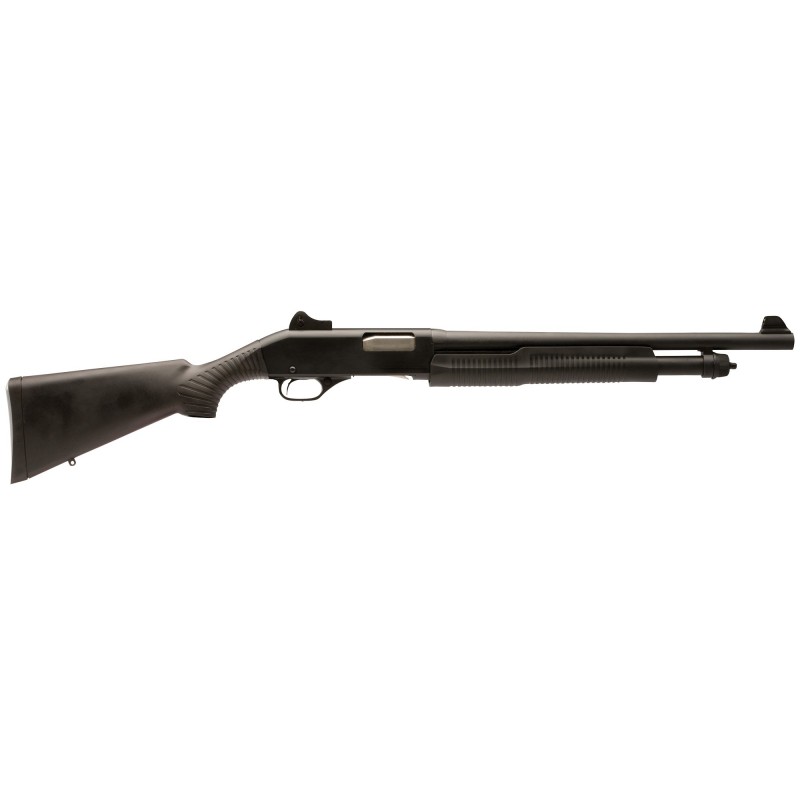 Stevens 320 Stevens, Pump Action, 12 Gauge, 3", 18.5" Barrel, Matte Blue Finish, Synthetic Stock, Ghost Ring Sight, 5Rd, Right