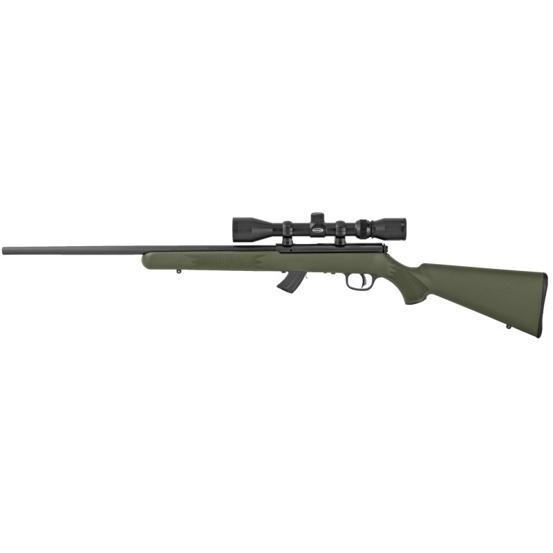 Savage MKII-FXP, Bolt Action, 22LR, 21" Barrel, Black Finish, OD Green Synthetic Stock, 3-9x40MM Scope, 10Rd, AccuTrigger 26721