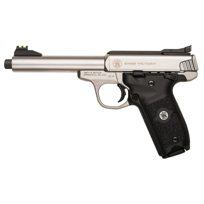 Smith & Wesson Victory, Semi-automatic Pistol, 22LR, 5.5" Threaded Barrel, Steel Frame, Stainless Finish, Polymer Grip, Adjusta