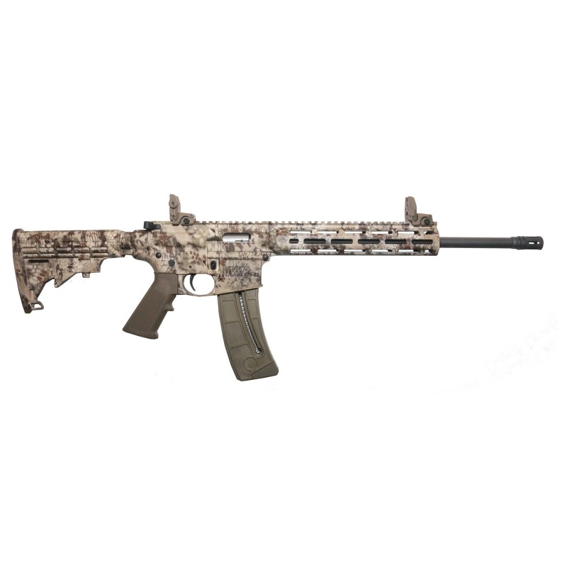 Smith & Wesson M&P15-22, 22LR, 16.5" Barrel, Kryptek Highlander pattern, 6 Position Collapsible Stock, Threaded Barel, 25Rd, Fl