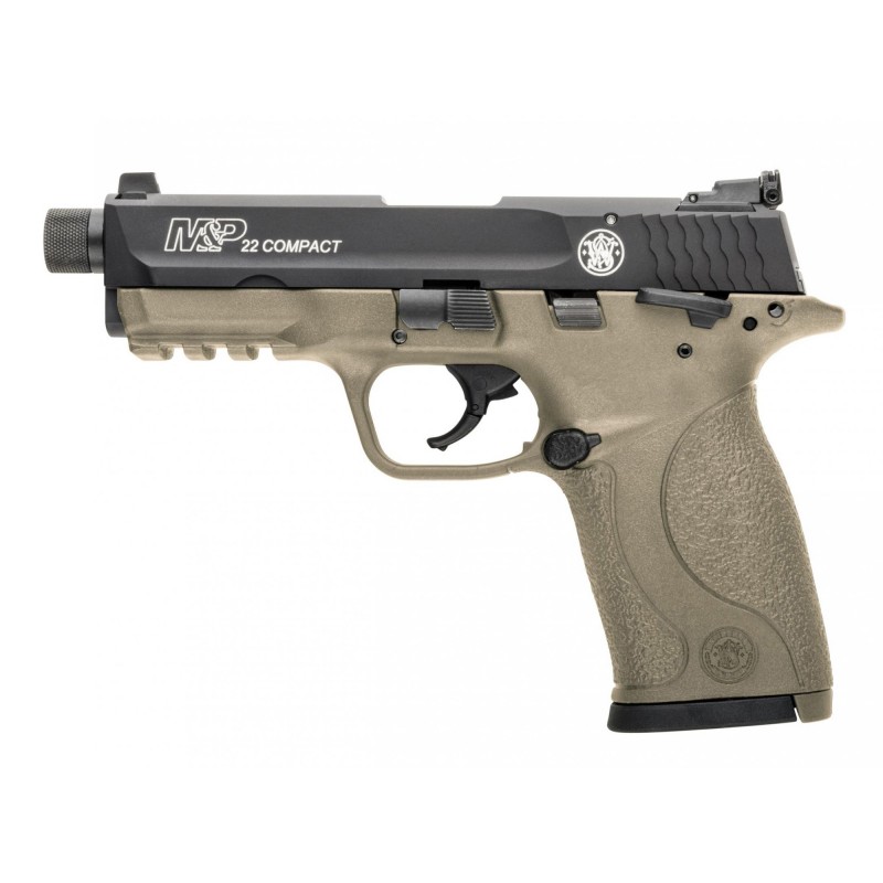 Smith & Wesson M&P, Semi-automatic Pistol, Striker Fired,  Compact, 22LR, 3.5" Threaded Barrel, Polymer Frame, Flat Dark Earth