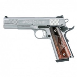 View 1 - Smith & Wesson 1911, Semi-automatic, Full Size, Single Action, 45 ACP, 5" Barrel, Stainless Steel Frame & Slide, Glass Bead Fin