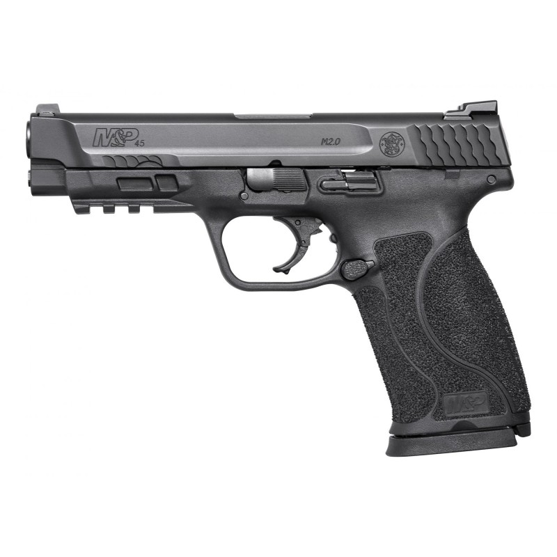 Smith & Wesson M&P 2.0, Striker Fired, Full Size, 45ACP, 4.6" Barrel, Polymer Frame, Black Finish, 10Rd, 2 Mags, Fixed Sights,