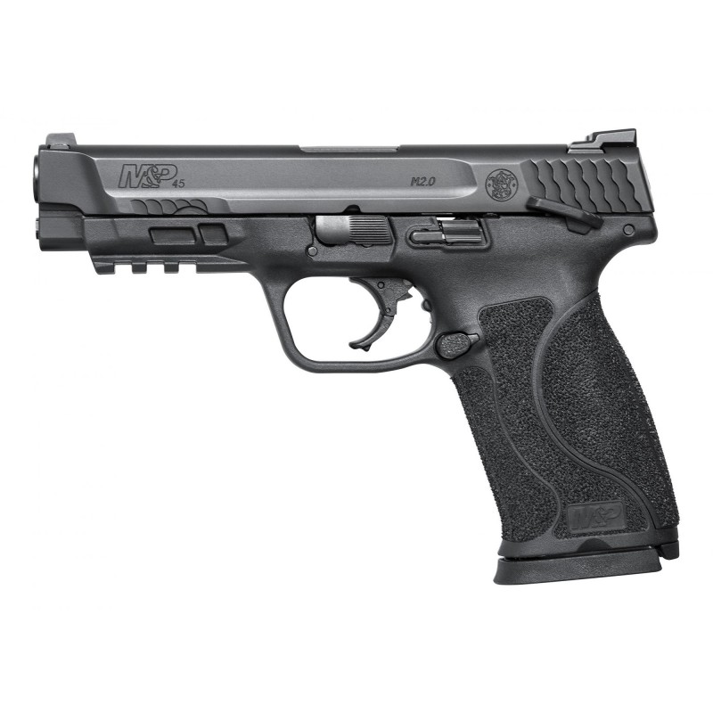 Smith & Wesson M&P 2.0, Striker Fired, Full Size, 45ACP, 4.6" Barrel, Polymer Frame, Black Finish, 10Rd, 2 Magazines, Thumb Saf