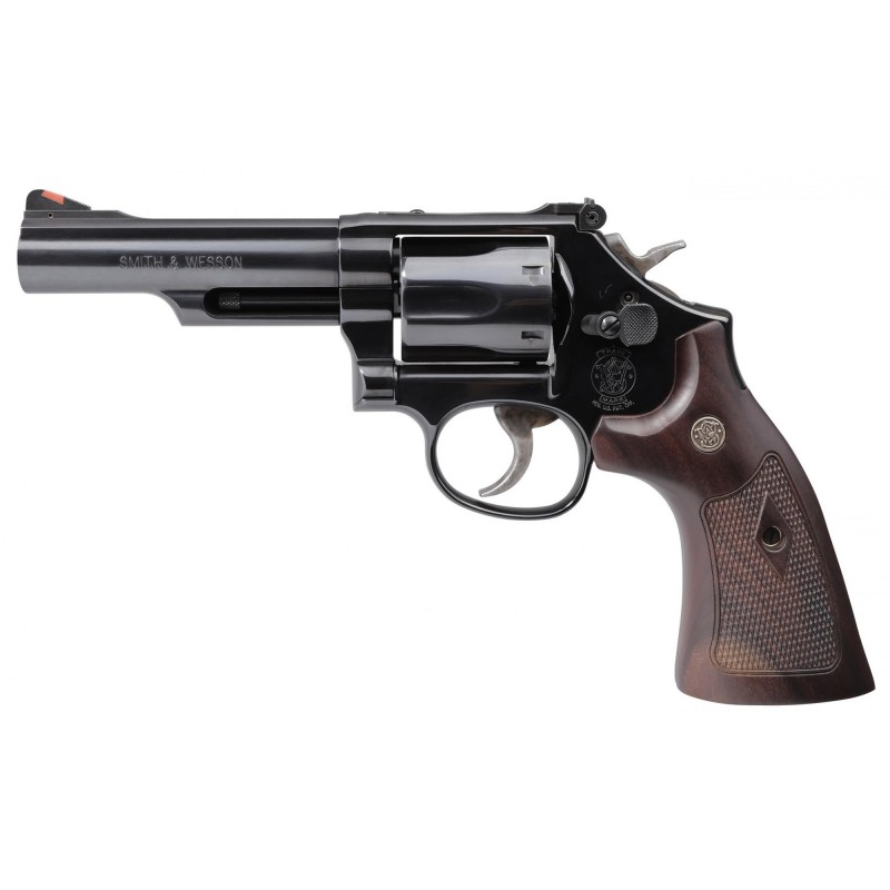 Smith & Wesson 19, Revolver, 357 Mag, 38 Special, 4.25" Barrel, Carbon Steel Frame, Blue Finish, Wood Grips, 6Rd, Red Ramp Fron