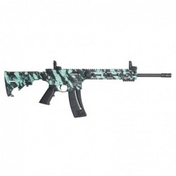 View 2 - Smith & Wesson M&P15-22, Semi-automatic, AR, 22LR, 16.5", Robin's Egg Blue Platinum Camo Finish, 6 Position Collapsible Stock,