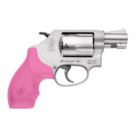 Smith & Wesson Model 637, Double Action, Small Frame, 38 Special, 1.875" Barrel, Alloy Frame, Matte Stainless Finish, Pink/Blac