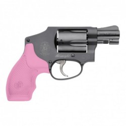 View 1 - Smith & Wesson Model 442, Double Action Only, Small Frame, 38 Special, 1.875" Barrel, Alloy Frame, Black Finish, Pink/Black Gri
