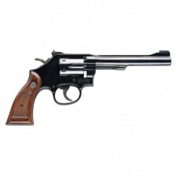 Smith & Wesson Model 17, Double Action, Medium Frame Revolver, 22LR, 6" Barrel, Carbon Frame, Blue Finish, Wood Grips, Adjustab