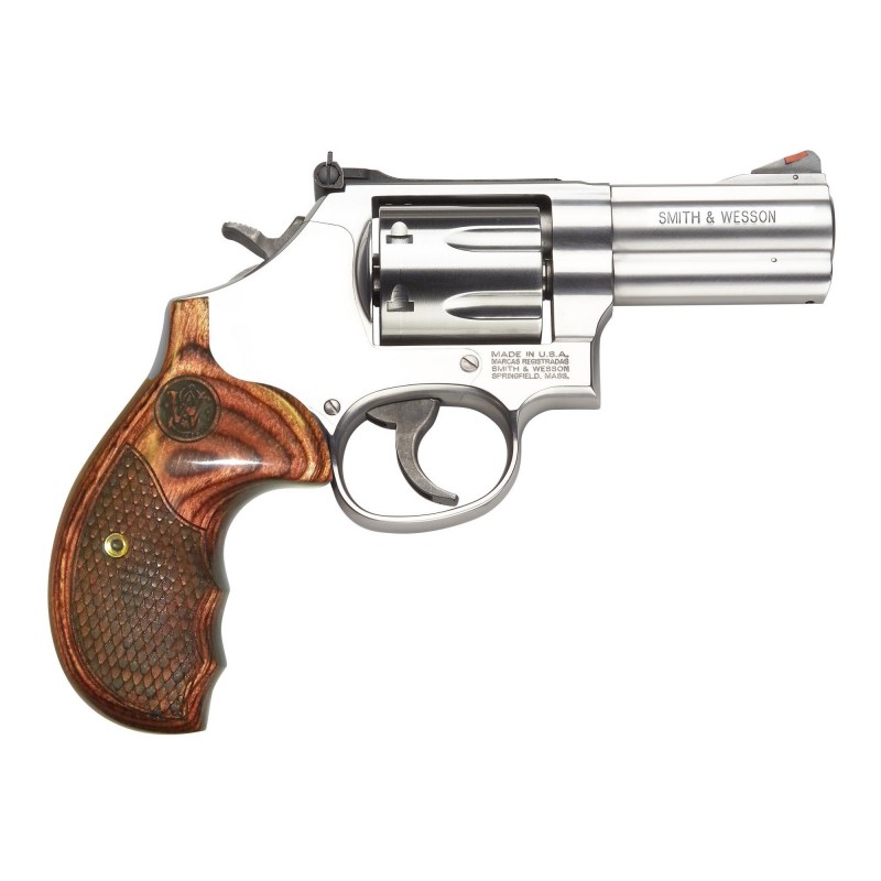 Smith & Wesson 686 Plus Deluxe, Revolver, Medium Frame Revolver, 357 Mag, 3" Barrel, Stainless Finish, Wood Grips, 7Rd, Adjusta