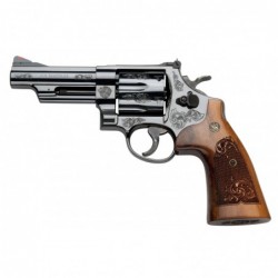 Smith & Wesson Model 29, Double Action, Large Frame, 44 Magnum, 4" Barrel, Carbon Frame, Blue Finish, Wood Grips, Red Ramp/Whit