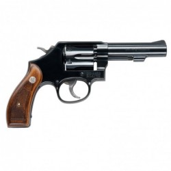 Smith & Wesson Model 10, Double Action, Medium Frame Revolver, 38 Special, 4" Barrel, Carbon Frame, Blue Finish, Wood Grips, Fi