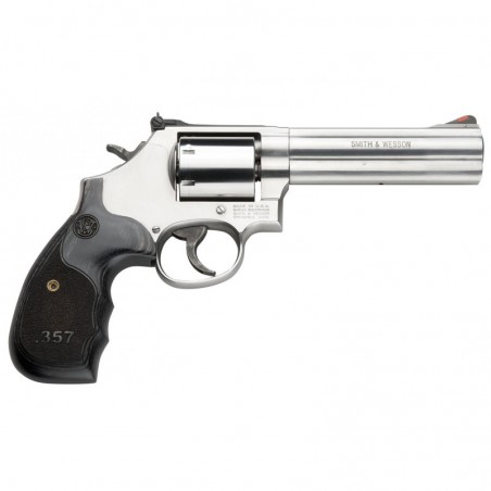 Smith & Wesson 686 Plus, Deluxe, 3-5-7 Magnum Series Revolver, Double Action, 357 Mag, 5" Barrel, Satin Stainless Finish, Stain