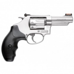 Smith & Wesson Model 63, Double Action, Small Frame, 22LR, 3" Barrel, Stainless Frame, Stainless Finish, Rubber Grips, Adjustab