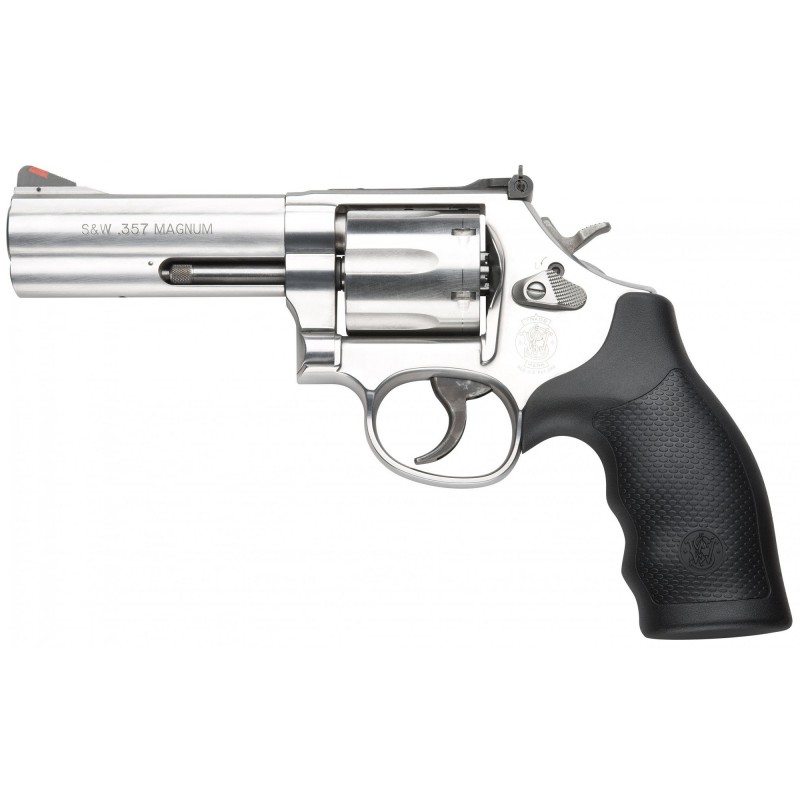 Smith & Wesson 686, Medium Frame, 357 Mag, 4" Barrel, Steel Frame, Stainless Finish, Rubber Grips, Adjustable Sights, 6Rd, Righ