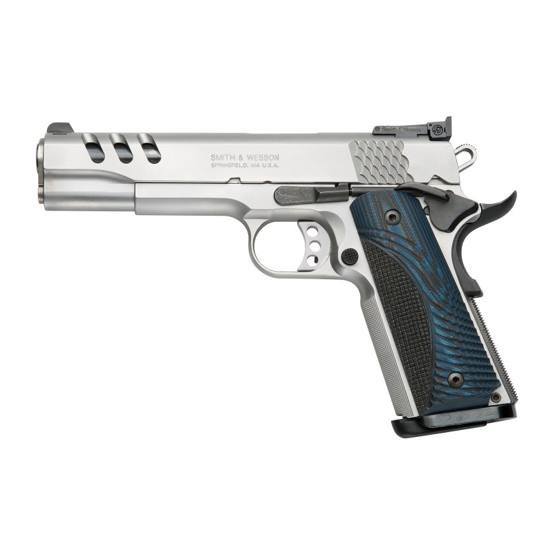 Smith & Wesson 1911 Performance Center, Full Size, 45ACP, 5" Barrel, Stainless Frame, Stainless Finish, Wood Grips, Adjustable