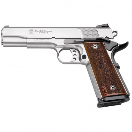 Smith & Wesson 1911 Performance Center Pro Series, Full Size, 9MM, 5" Barrel, Stainless Frame, Glass Bead Finish, Wood Grips, F