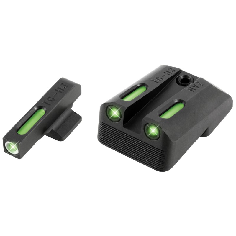 Truglo Brite-Site TFX, Sight, Fits 1911 Officer 3", Tritium/Fiber-Optic, Day/Night Sight, 24/7Brightness TG13NV3A