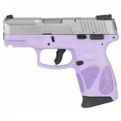 Taurus G2C2C, Double Action Only, Compact Pistol, 9MM , 3.2" Barrel, Polymer Frame, Light Purple Polymer FramStainless Slide, A