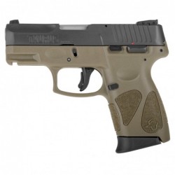 Taurus G2S, Semi-automatic, Sub Compact Pistol, 9MM, 3.25" Barrel, Polymer Frame, Black/OD Green Finish, Adjustable Sights, 7Rd