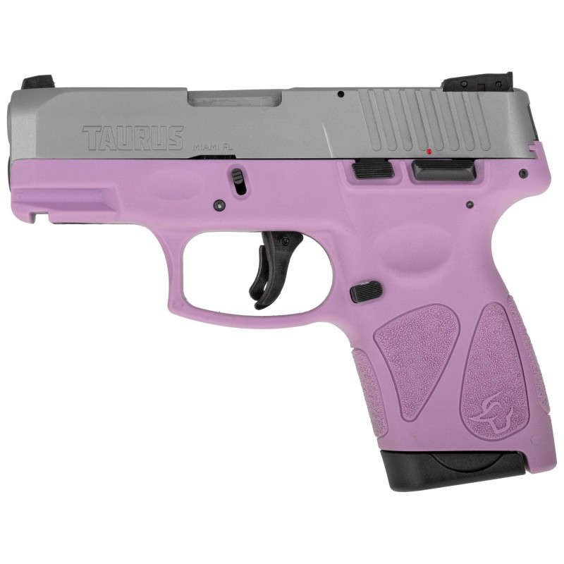 Taurus G2S, Semi-automatic, Sub Compact Pistol, 9MM, 3.25" Barrel, Polymer Frame, Light Purple/Stainless Finish, Adjustable Sig