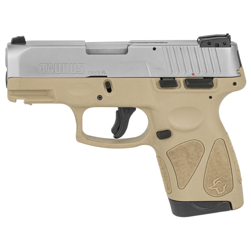 Taurus G2S, Semi-automatic, Sub Compact Pistol, 9MM, 3.25" Barrel, Polymer Frame, Tan/Stainless Finish, Adjustable Sights, 7Rd,