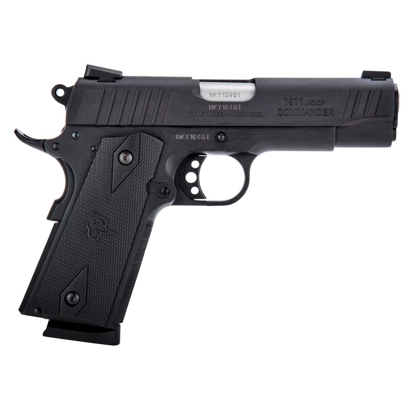 Taurus 1911, Semi-automatic, Commander Size, 45 ACP, 4.25" Barrel, Steel Frame, Black Finish, 8Rd, Novak 1-191101COM