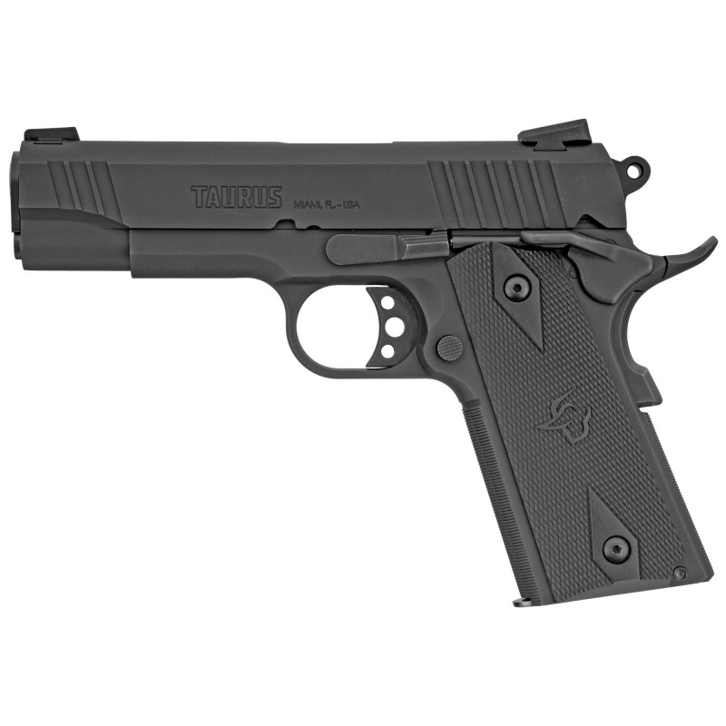 Taurus 1911, Semi-automatic, Commander Size, 9MM, 4.25" Barrel, Steel Frame, Black Finish, 9Rd, Novak 1-191101COM-9MM