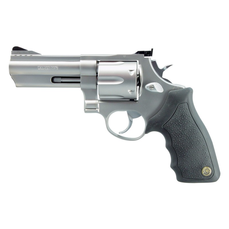 Taurus Model 44, Large Frame, 44 Magnum, 4" Ported Barrel, Steel Frame, Matte Stainless Finish, Rubber Grips, Adjustable Sights