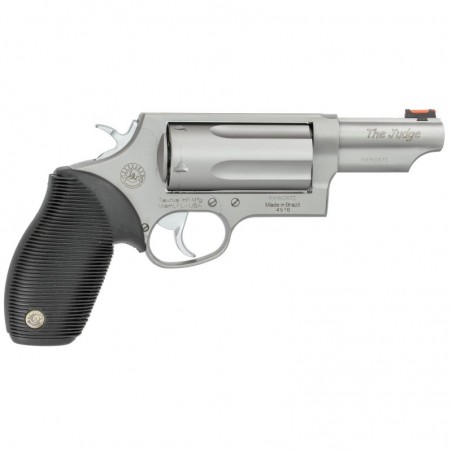 Taurus Judge, 410 Gauge/45LC, 3" Barrel, 3" Chamber, Steel Frame, Matte Stainless Finish, Fiber Optic Front Sight, 5Rd 2-441039