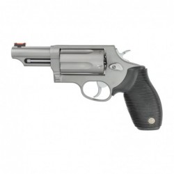 Taurus Judge, 410 Gauge/45LC, 3" Barrel, 2.5" Chamber, Steel Frame, Stainless Finish, Rubber Grips, Fiber Optic Front Sight, 5R
