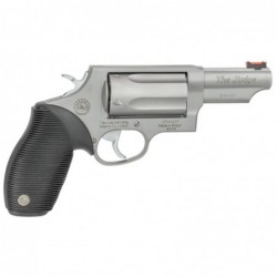 View 2 - Taurus Judge, 410 Gauge/45LC, 3" Barrel, 2.5" Chamber, Steel Frame, Stainless Finish, Rubber Grips, Fiber Optic Front Sight, 5R