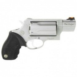 View 2 - Taurus Judge, Public Defender, Medium Frame, 410 Gauge/45LC, 2" Barrel, 2.5" Chamber, Steel Frame, Stainless Finish, Rubber Gri