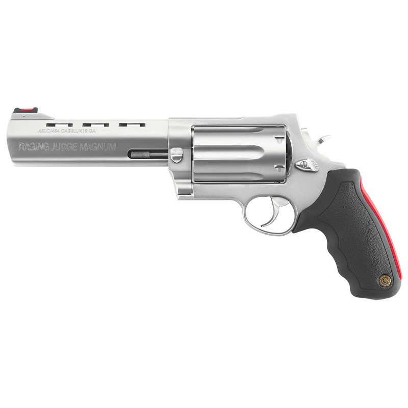 Taurus Model 513 Raging Judge, Large Frame, 410 Gauge/45LC, 3" Chamber, 6.5" Barrel, Steel Frame, Stainless Finish, Rubber Grip