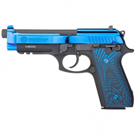 Taurus PT92, Full Size, 9MM, 5" Barrel, Alloy Frame, Polished PVD Blue Slide, G10 Blue and Black Grips, 2 Magazines, 17Rd 2-920