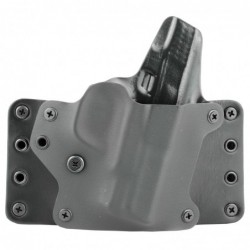 BlackPoint Tactical Leather Wing OWB Holster, Fits S&W M&P Shield, Right Hand, Black Kydex & Leather, with 1.75" Belt Loops, 15