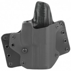 BlackPoint Tactical Leather Wing OWB Holster, Fits HK VP9, Right Hand, Black Kydex & Leather, with 1.75" Belt Loops, 15 Degree